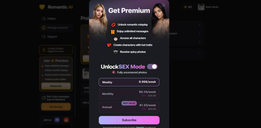 Romantic AI Prețuri